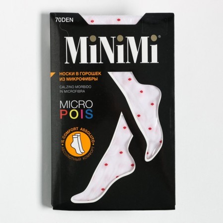 Women's socks Micro Pois 70 den, white/red color (Bianco/Rosso), size 36-40-4