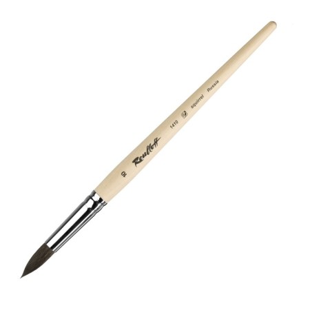 Squirrel brush round, rubloff series 1410 No. 10, a short handle is impregnated with varnish, white clip-4