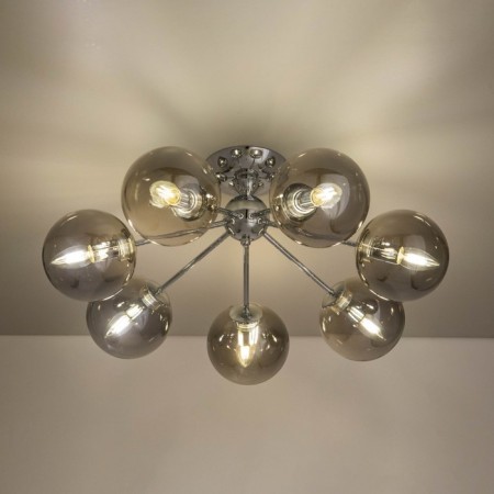 Ceiling chandelier CITILUX “Tommy” CL102170, 66.5x66.5x26 cm, 7x40W, E14, gray color gray-2