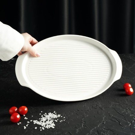 Porcelain dish for baking Magistro "Blanche", 33 × 21 × 2.5 cm, white color-7