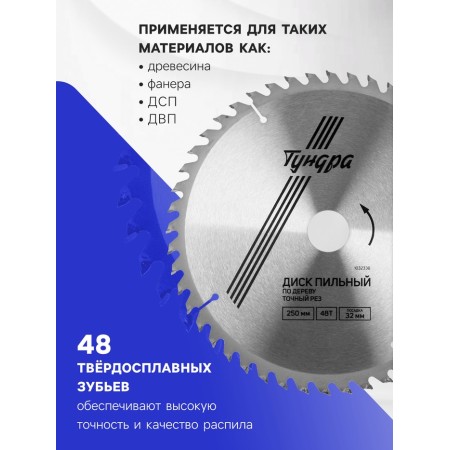 Disk of tundra wood, accurate cut, 250 x 32 mm (rings at 22.20.16), 48 teeth-1