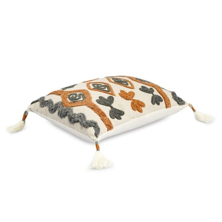 Decorative pillow with fringe and embroidery Abstract Play Ethnic, size 30x45 cm-2