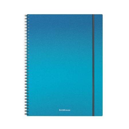A4 notebook, 80 sheets in a cage on the crest Erichkrause Ice Metallic, plastic cover, elastic band, offset block, whiteness 100%, mix-4