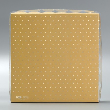 Cookie box, confectionery packaging with PVC lid, lace, 21 x 21 x 3 cm
