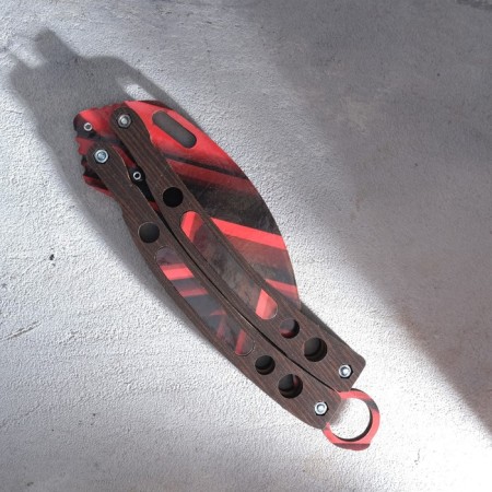 Wooden souvenir "Babois knife. Cerambit", black with red lines-3