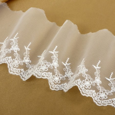 Lace on a grid, 110 mm × 9 ± 0.5 m, white color-1