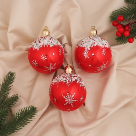 Set of balls plastic D-8 cm, 3 pcs "Shane" red