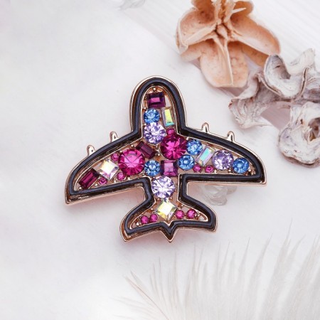 Brooch "Airplane", colored in gold-2