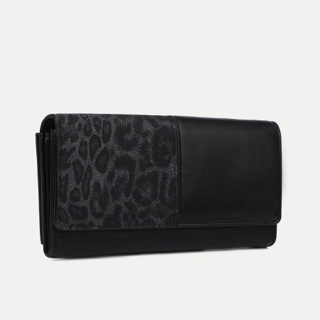Women's wallet on magnets, black color