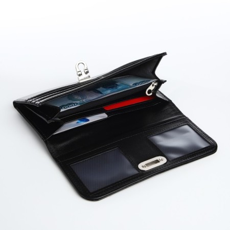 Women's wallet on fasteners, black color-3