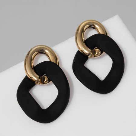 Earrings Metal "Chain" Enjoyness, 2 links, color golden color-5
