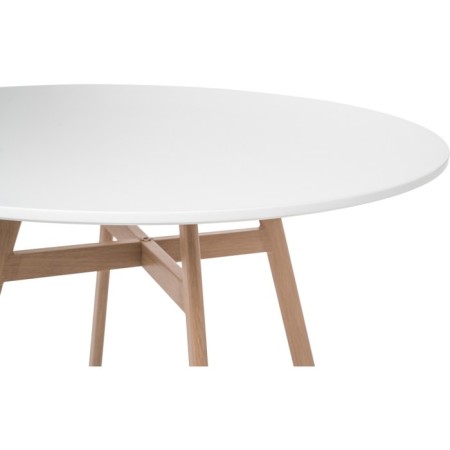 Round table Skandi metal, white/natural 90x90x73 cm-1