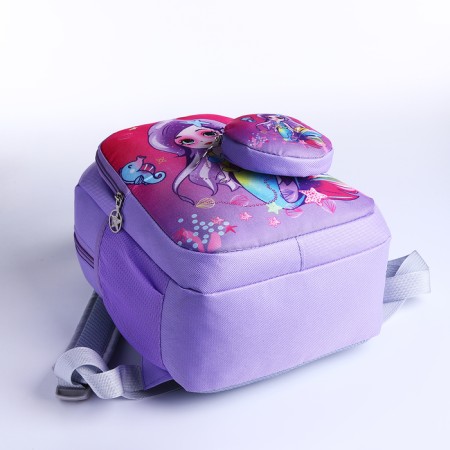 Baby backpack on a zipper, with a wallet, lilac color-3