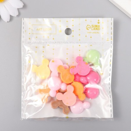 Decor for creativity plastic "Ears" Gloss Mix 2.1x2.1 cm-3