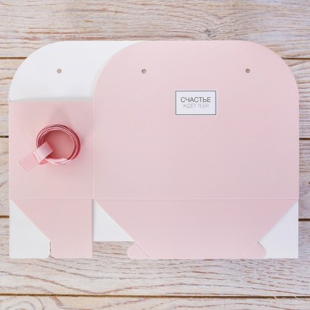 Flower box is folding, pink “Happiness is waiting for you”, 17 × 13 × 7 cm-1