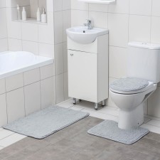 A set of mats for the bathroom and toilet of the plug “Plush”, 3 pcs, 32 × 40 cm, 40 × 50 cm, 50 × 80 cm, color gray