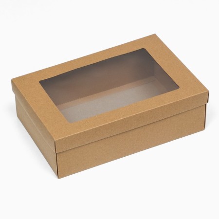 Folding box, craft, with a window, 30 x 20 x 9 cm-1