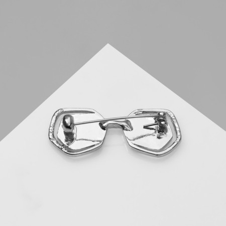 Brooch "Glass" Glamor, acrylic gray, white color in silver-1