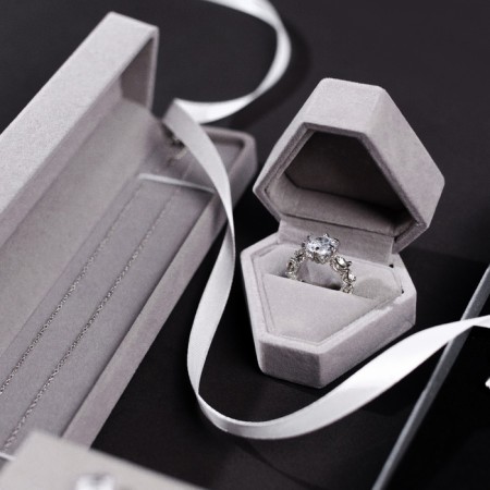 Velvet case for earrings/ring "Crystal", 6.5 × 6, color gray color-2