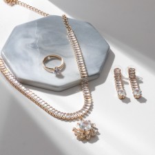 Set 3 objects: earrings, necklaces, ring 