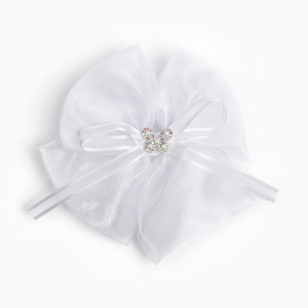 Outlet. Bant for hair on elastic band, white, 15x14 cm, princesses-2