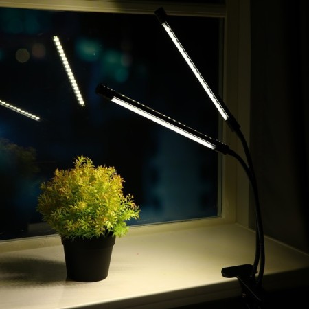 LED phytosvetnel, 18 watts, 250 mm, IP66, 5 V, USB, full spectator, clothespin, timer