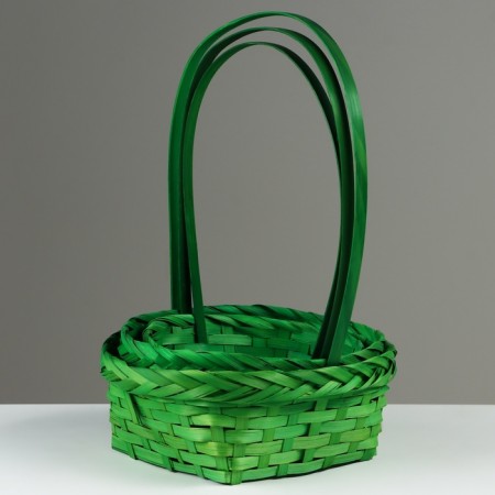 A set of wicker baskets, D19x9/32 cm, d22x9.5/34 cm, d25x10/36 cm, 3pcs, green, bamboo-1