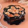 Casket "Flowers", black, 16 x 16 cm, lacquer miniature