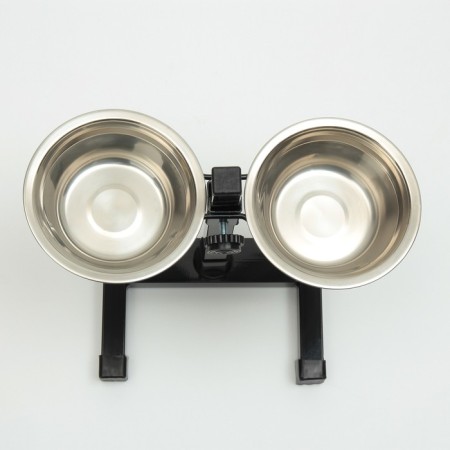 A stand with bowls, 2 x 250 ml, height 25 cm, collapsible, black-1