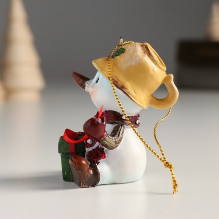 Souvenir Polystone Snowman with a cup on the head, unpacked the gift "6x5x6 cm-3