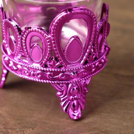 Climber Plastic, glass for 1 candle "droplets" pink 7x6x6 cm-4