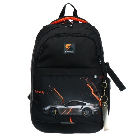 Youth backpack, 40 x 28 x 18 cm, ergonomic back, Stavia "machine", black-2