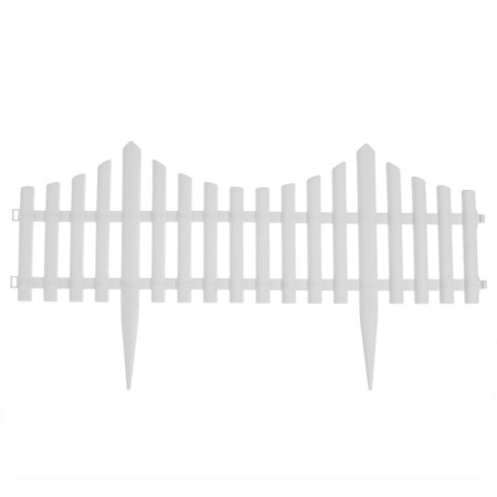Decorative fence, 30 × 300 cm, 5 sections, plastic, white, Greengo-7