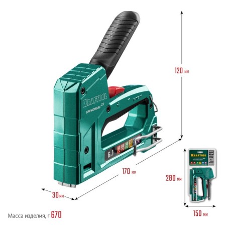 Stapler aluminum Kraftool Universal -HD 3188, type of bracket 53/140/13/300/500/53F, 6 - 14 mm-12