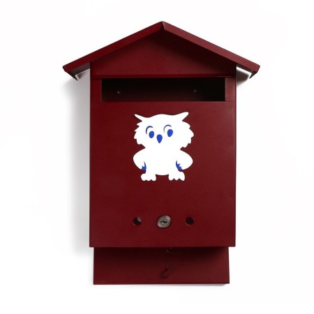 Mail box with a lock, vertical, "house", cherry-8