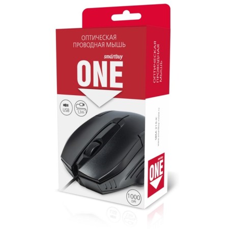 Mouse Smartbuy One 210-K, Wending, Optical, 1000 DPI, USB, Black-4
