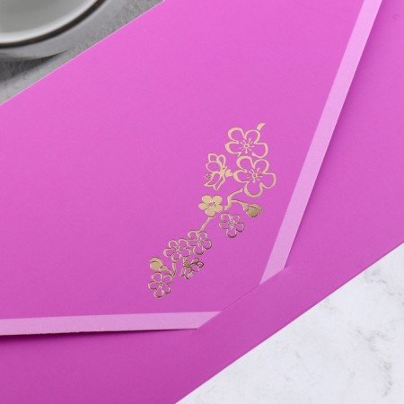 Money envelope "Congratulatory" purple, flowers, 19x9 cm-1