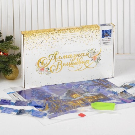 New Year's diamond mosaic with partial filling "New Year. Winter Tale ", 40 x 30 cm-5