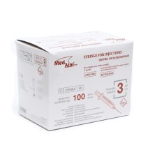 Injection syringe Medaim Luer Lock 3 ml with a needle of 0.63x32mm (23GX1 1/4 