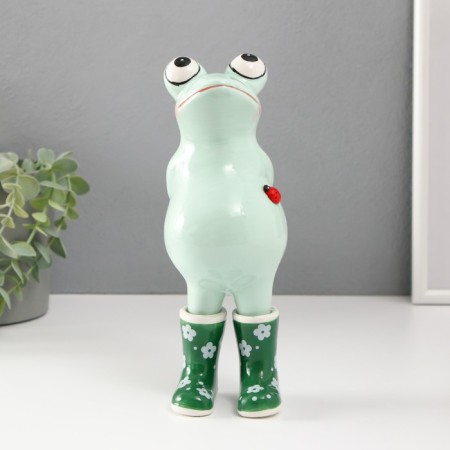 Souvenir Ceramics "Frog in rubber boots, with God's cow" 11.2x8.2x22.2 cm-1