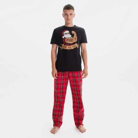 Pajama New Year's male KAFTAN "New Year", red/black color, size 48