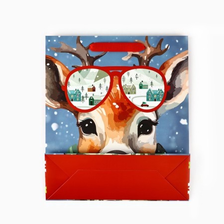 Package Gift New Year's laminated "deer", m 30 x 26 x 9 cm, new year-5