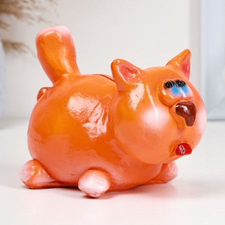 Piggy bank "Cat man" 12x17cm, red-3