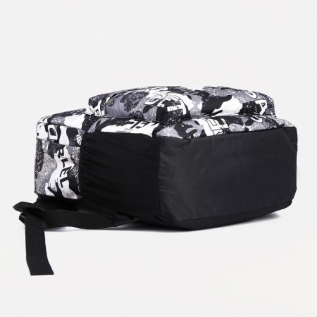 Youth backpack from textiles, 3 pockets, black/gray color-2