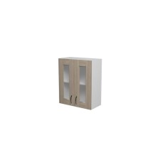 Cabinet hinged lyre 600x300x720 2 doors with white glass/quadro shimo light