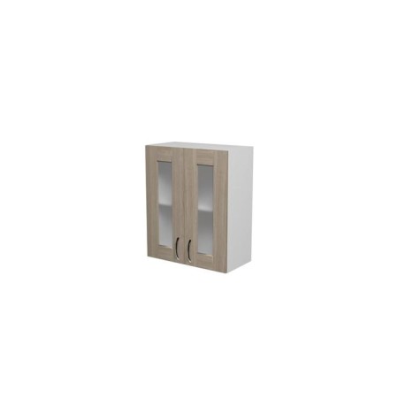 Cabinet hinged lyre 600x300x720 2 doors with white glass/quadro shimo light