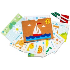 A set of cards for drawing with two hands 