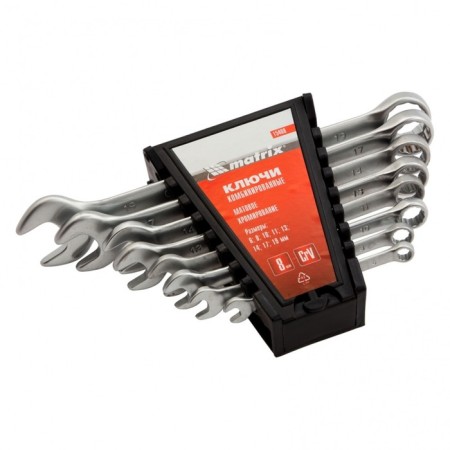 A set of keys of combined Matrix 15408, 6 - 19 mm, CRV, matte chromium, 8 pcs.