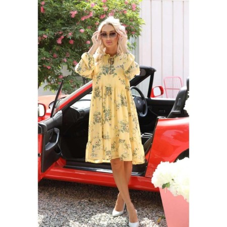 Women's dress, size 52, yellow color-7