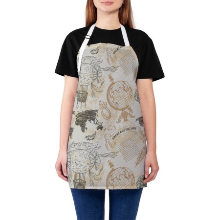 Apron kitchen with a photocrint "Geographical discoveries", adjustable, size OS